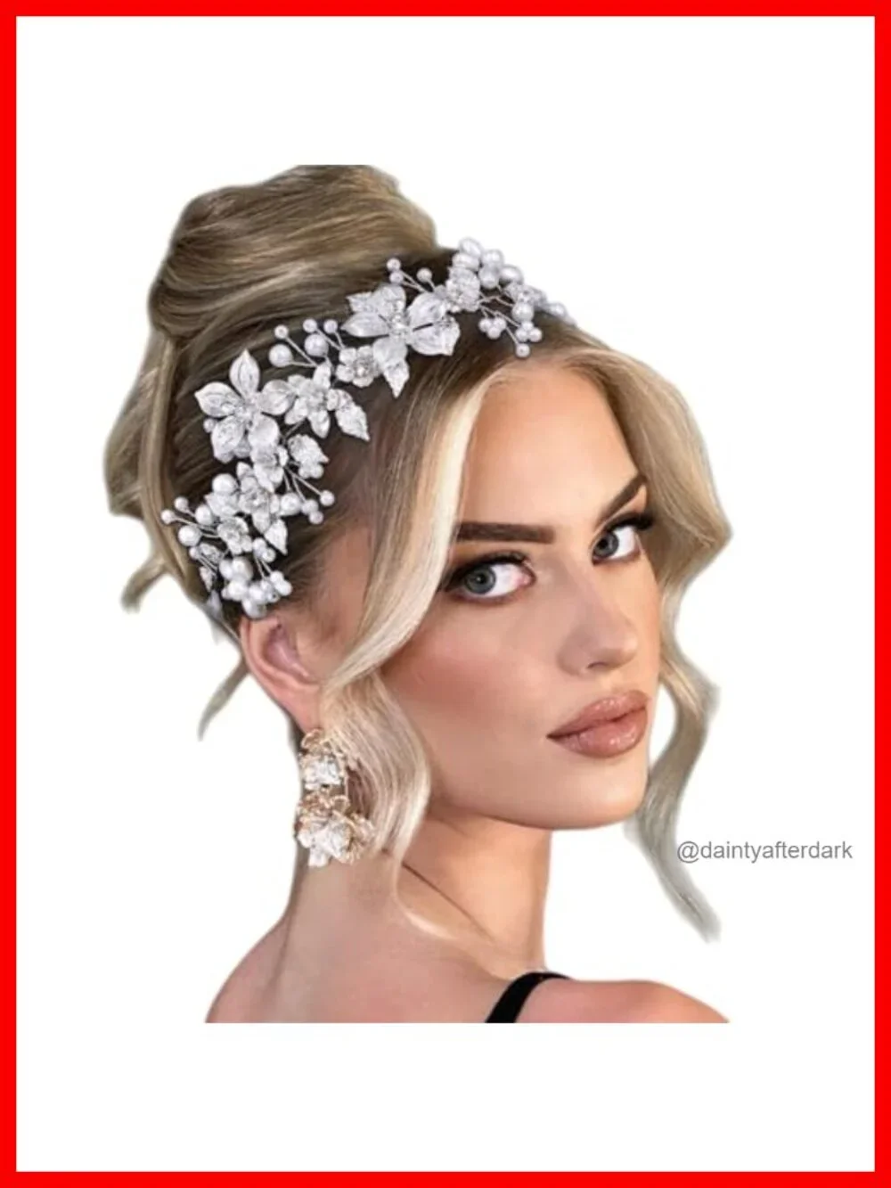 Pearl Bridal Hair Vine Crystal Headpiece Silver Wedding Hair Accessories Flower